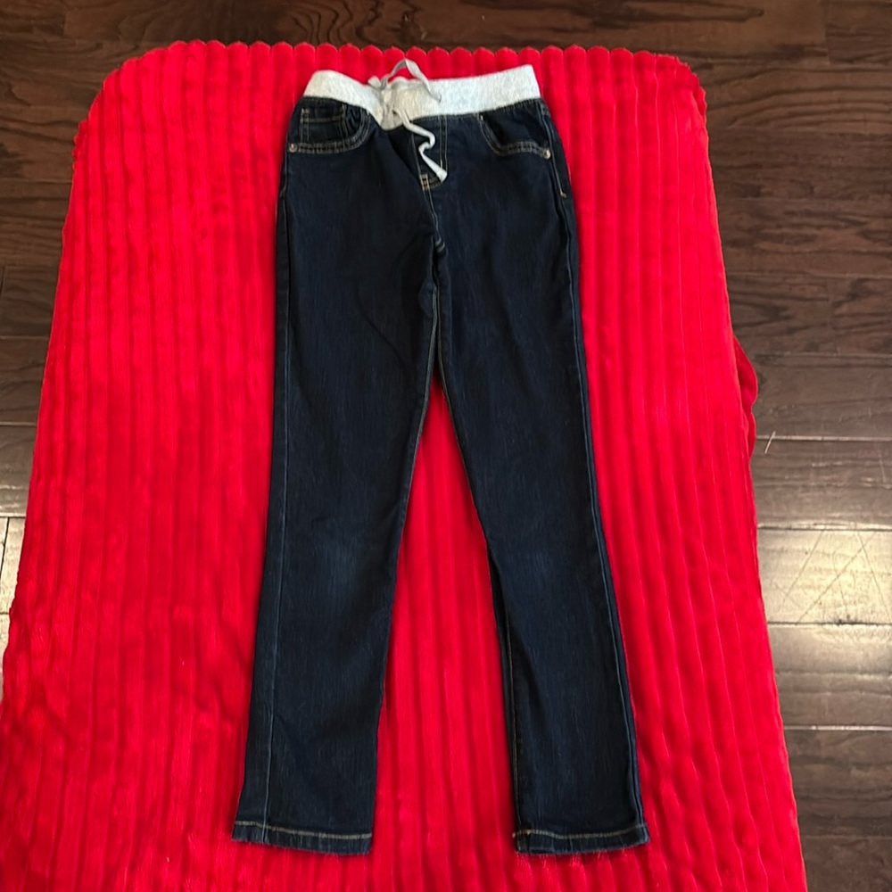 Girls dark denim jeans with drawstring size 7